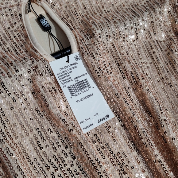 Champagne color evening dress size 4 fits to 10 - Picture 2 of 7